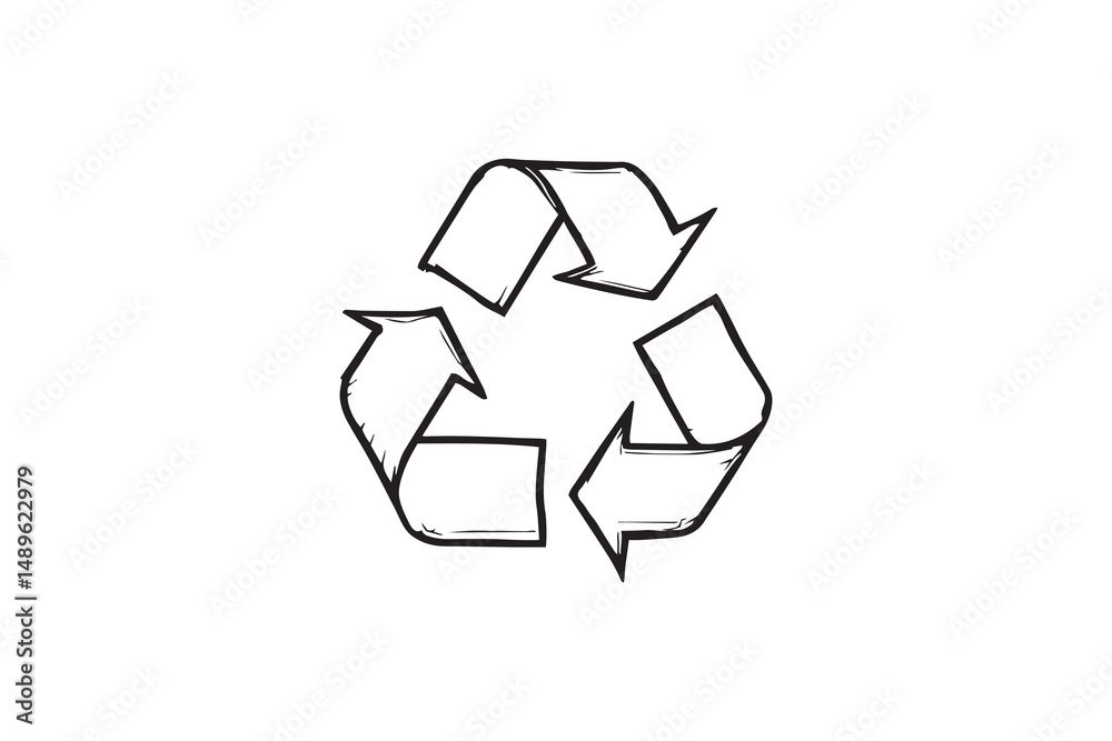 Realistic green recycling line art Realistic green recycling line art