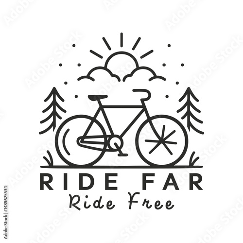 Ride far ride free. Bicycle t shirt design