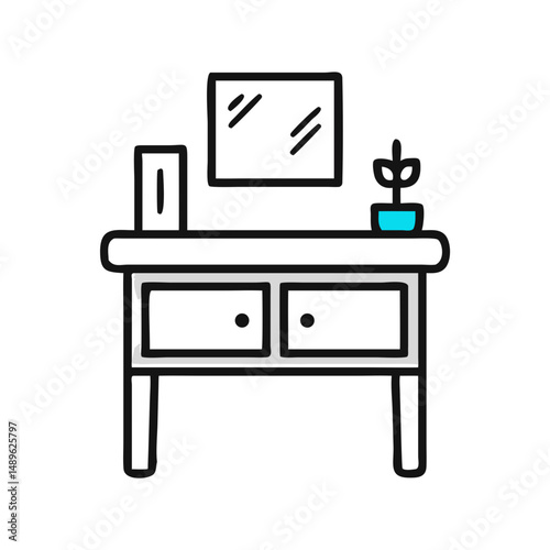 Console Table Icon Representing Home Furniture and Interior Decoration