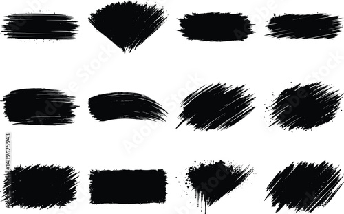 Brush set paint and texture, ink brush, brush strokes, brushes, lines, frames, grungy. Grungy brushes collection. Brush stroke paint boxes - stock vector.