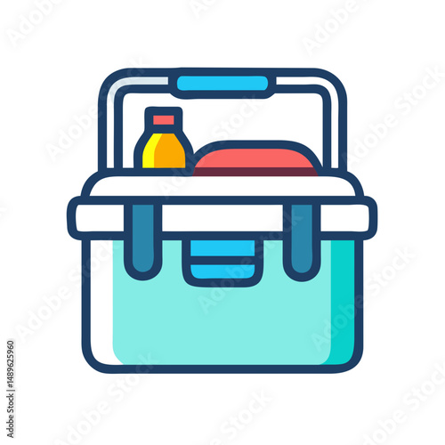 Cooler Box Icon Representing Portable Cold Storage for Food and Beverages