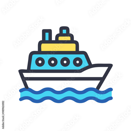 Cruise Ship Icon Representing Luxury Travel and Ocean Tourism