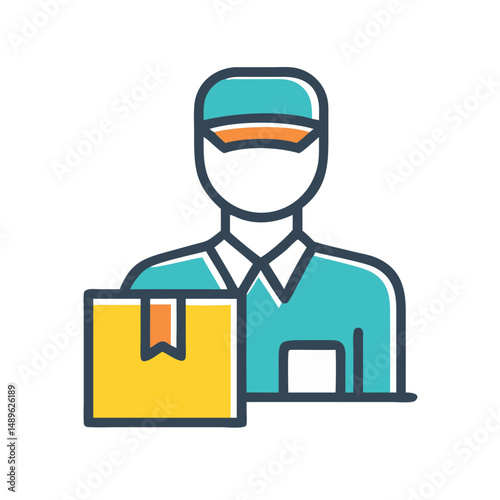 Delivery Man Icon Representing Courier Service and Package Distribution
