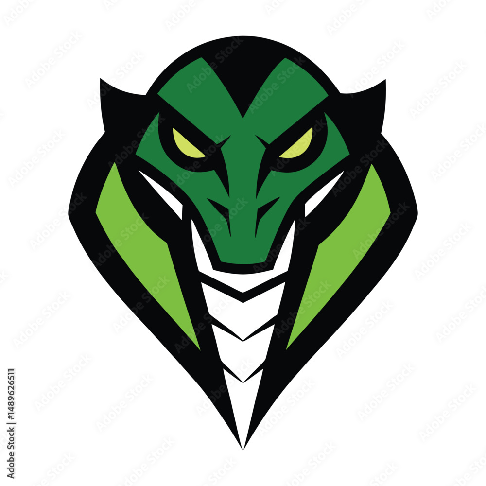 Fototapeta premium Geometric Cobra Head Logo with Sharp Front View