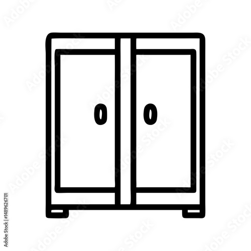 Double Door Wardrobe Icon Representing Bedroom Storage and Clothing Organization