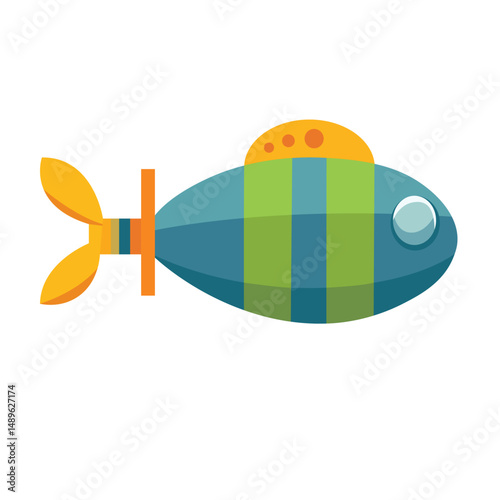 Cute cartoon submarine vector, underwater boat illustration, underwater ship clipart, submarine clip art, clip art submarine