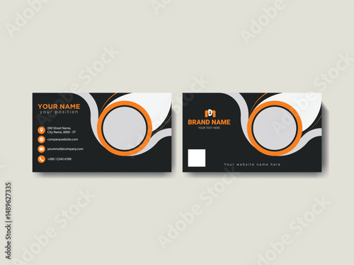 Modern Business Card Design with Blue and White Elements, Vector business card template Visiting card for business and personal use Vector illustration design.