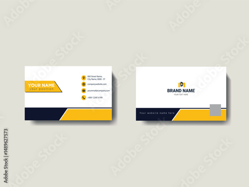 Modern Business Card Design with Blue and White Elements, Vector business card template Visiting card for business and personal use Vector illustration design.