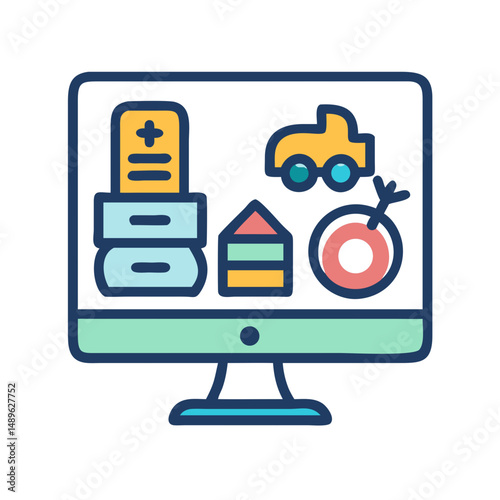 Educational Monitor Icon Representing Digital Learning and Online Instruction