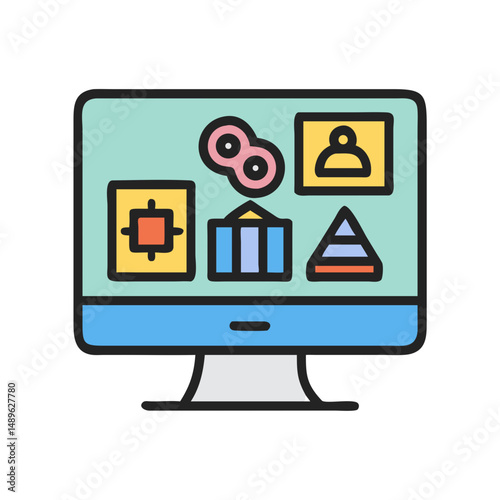 Educational Monitor Icon Representing Digital Learning and Online Instruction