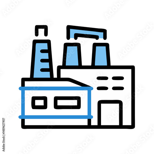 Factory Icon Representing Industrial Production and Manufacturing Facility