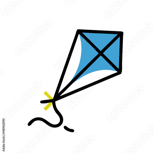 Flying Kite Icon Representing Beach Fun and Outdoor Recreational Activity