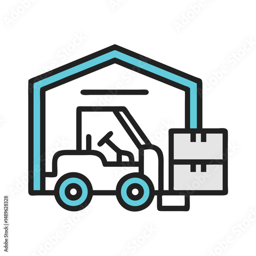 Forklift Icon Representing Warehouse Handling and Material Transport