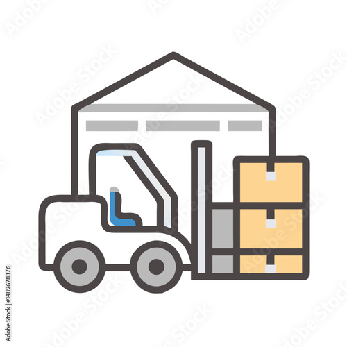 Forklift Icon Representing Warehouse Handling and Material Transport