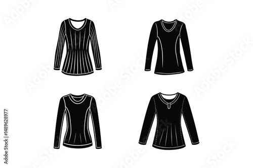 long sleeve top sketch silhouette vector illustration