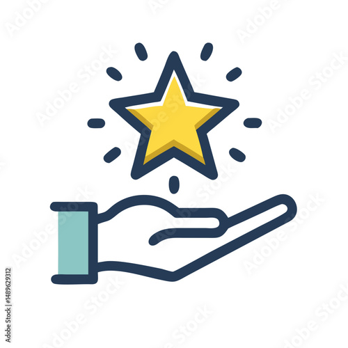 Hand Holding Star Icon Representing Reward, Excellence, and Positive Recognition