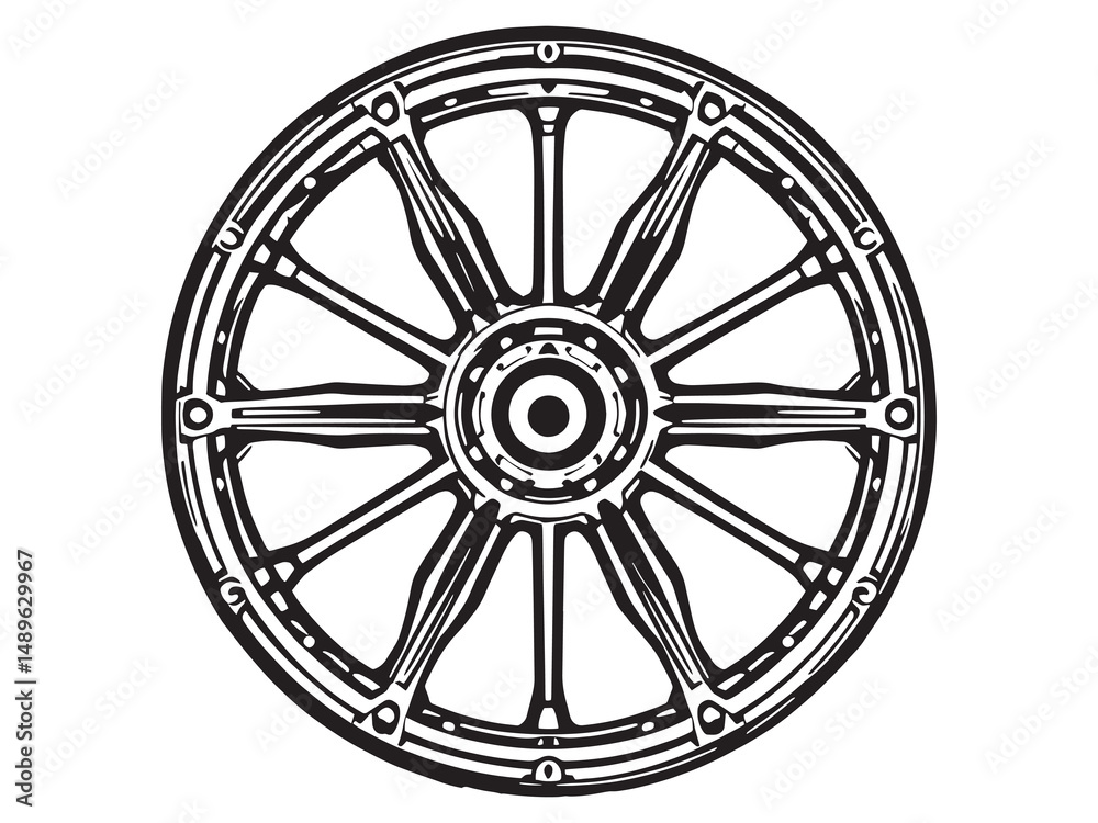 Fototapeta premium Core Wheel vector line art