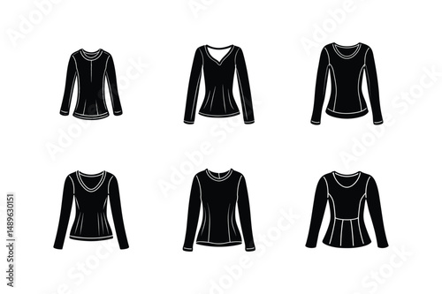 long sleeve top sketch icon silhouette vector illustration