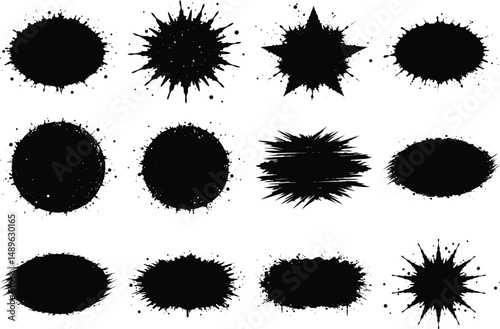 Black explosion burst shape vector comic style impact design