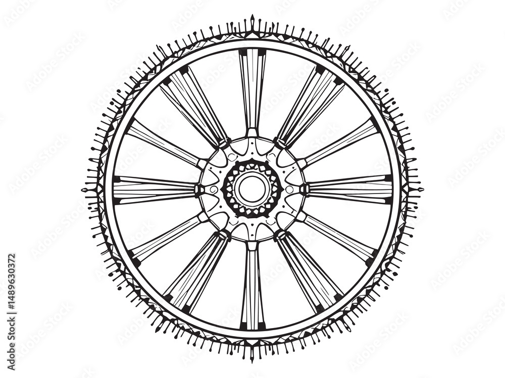Obraz premium Core Wheel vector line art