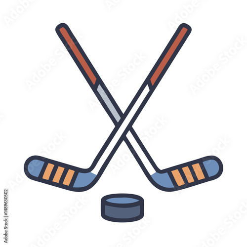 Hockey Sticks Icon Representing Ice Hockey Equipment and Team Sport