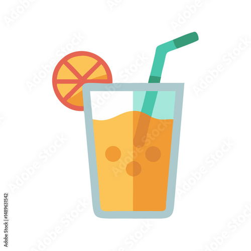 Juice Glass Icon Representing Healthy Beverage and Refreshing Drink