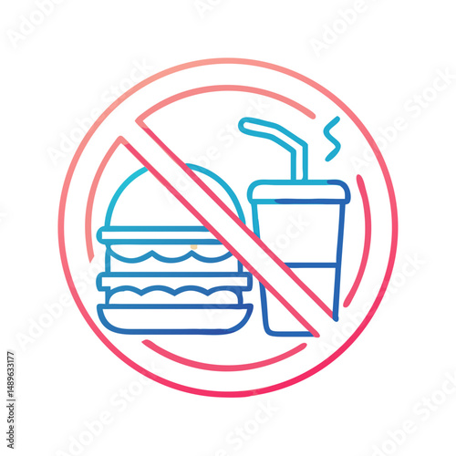 No Fast Food Icon Representing Unhealthy Diet Warning and Nutritional Alert