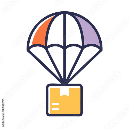 Parachute Package Icon Representing Air Drop Delivery and Logistic Shipment