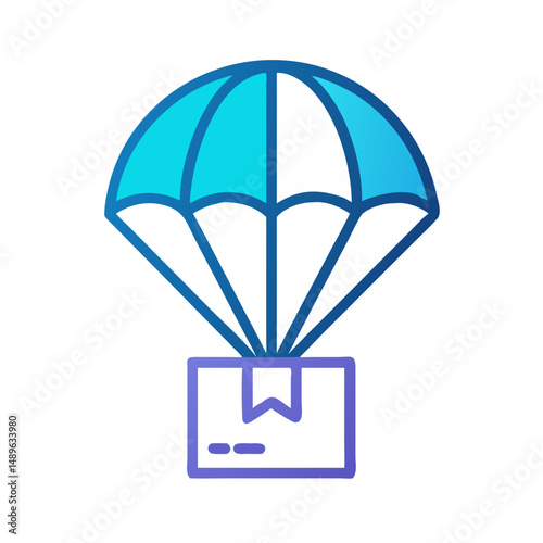 Parachute Package Icon Representing Air Drop Delivery and Logistic Shipment