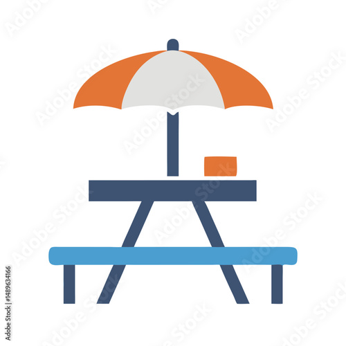 Picnic Table Icon Representing Outdoor Seating and Recreational Dining