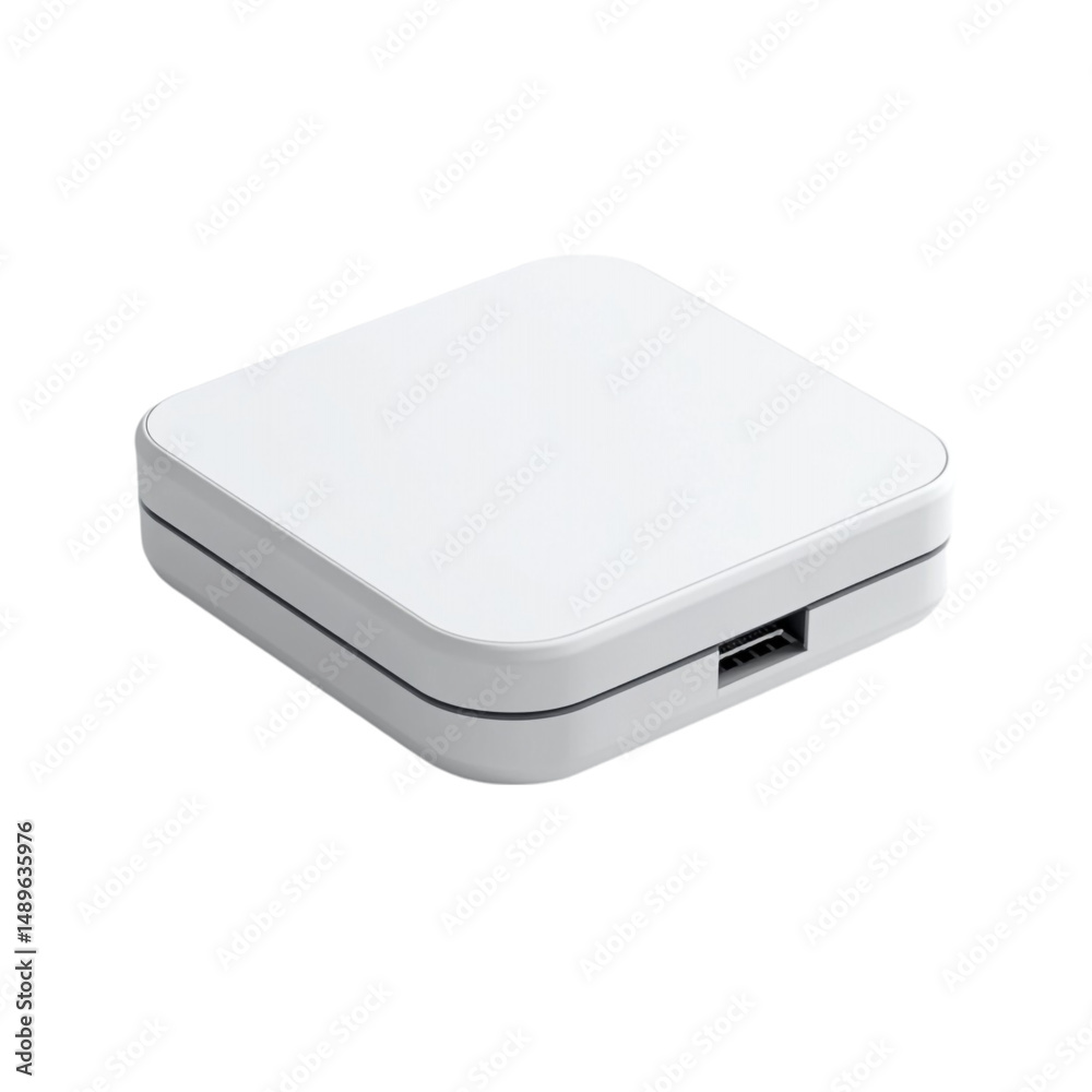 Compact white device with a USB port a sleek modern gadget Compact white device with a USB port a sleek modern gadget