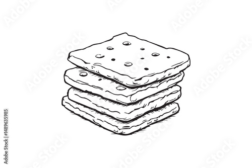 Square crackers line art 