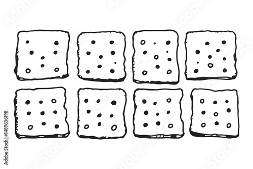 Square crackers line art 