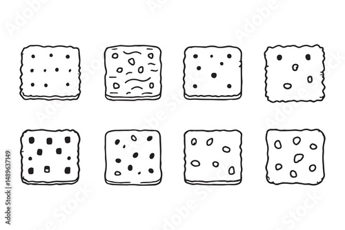 Square crackers line art 