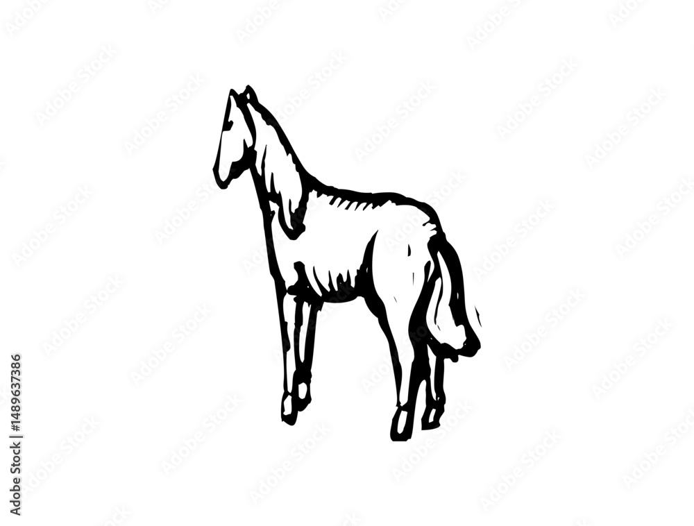 Obraz premium Horse black outline logo design, minimal horse icon, vector SVG file, downloadable horse silhouette, equine symbol, modern logo art