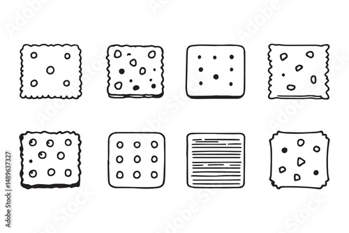 Square crackers line art 