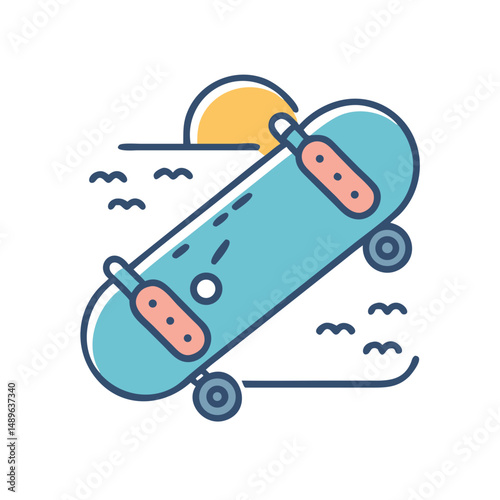 Skateboard Icon Representing Street Sport and Outdoor Recreation
