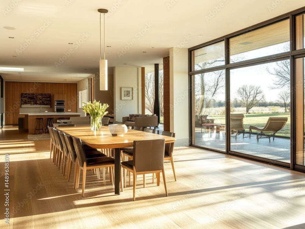 Fototapeta premium Modern dining room with natural lighting