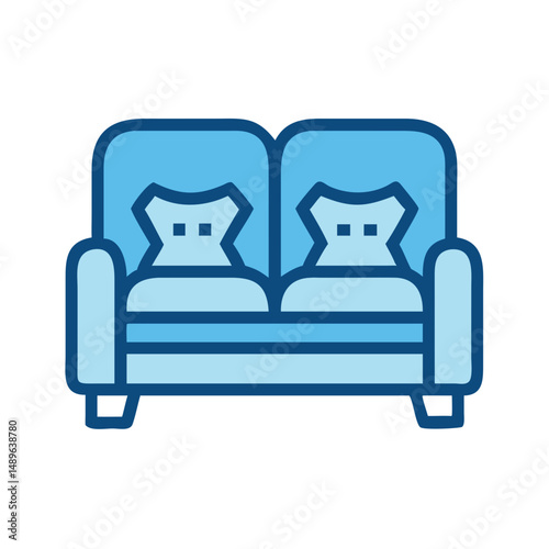 Sofa with Cushions Icon Representing Comfortable Living Room Furniture