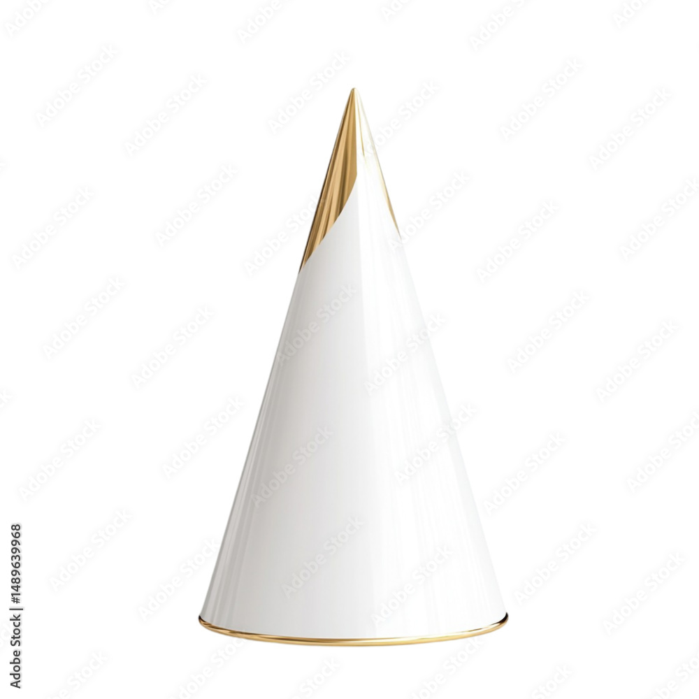 Fototapeta premium Elegant white cone shape gold accents modern design