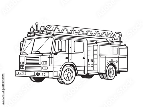 Fire Truck vector line art