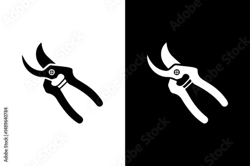 Pruners Tool Silhouette Simple Vector Icon in Black and White.