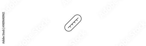 Minimalist medical thermometer line icon isolated on white background. Fever and temperature measurement symbol.