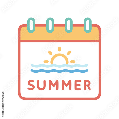 Summer Calendar Icon Representing Seasonal Planning and Vacation Schedule