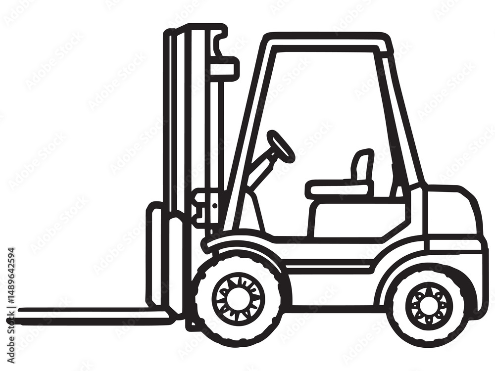 Fototapeta premium Forklift vector line art