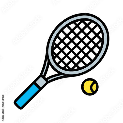 Tennis Racket Icon Representing Sports Equipment and Competitive Game
