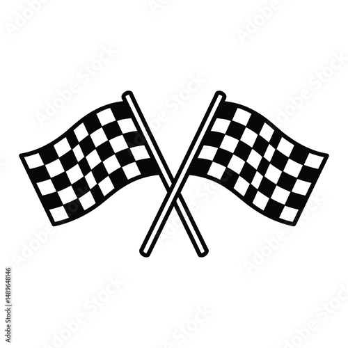 Outlined Crossed Checkered Flags