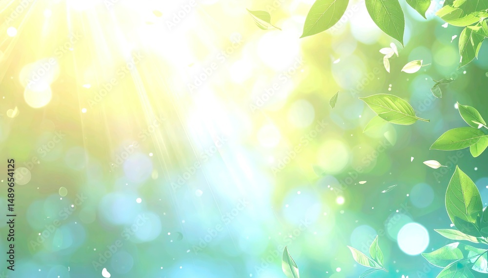 Fototapeta premium Tranquil Healing Background with Soft Gradient and Floating Natural Elements