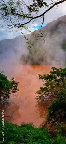 Canvas Print Hells of Beppu, place of scenic beauty in the onsen town of Beppu, all of the se