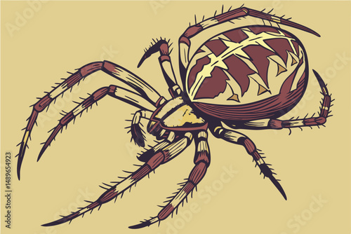 22 photo of a close-up of a spider, sharp focus, detailed anatomy, intricate textures, rich colors, macro shot, photorealistic, 8K, award winning photography